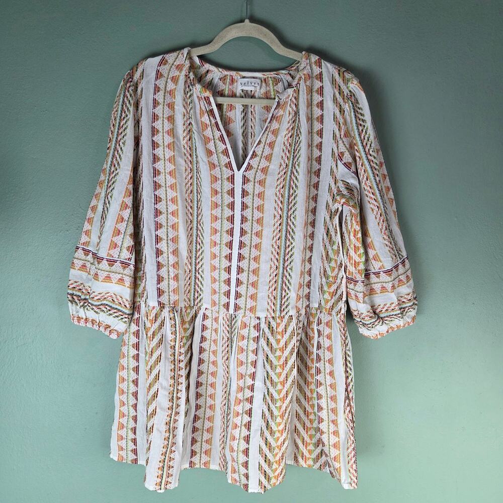 Velvet by Graham & Spencer Womens Numa Mi Organic Cotton Jacquard Mini Dress Med